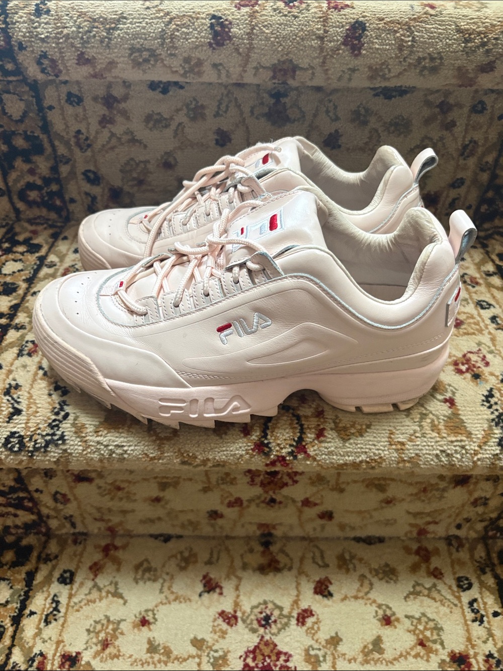 FILA Women's Chunky Sneakers in Light Pink with White Accents